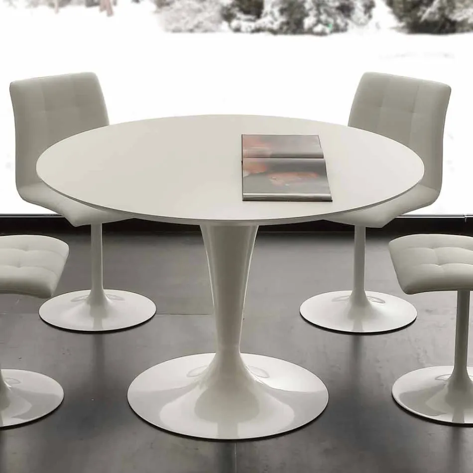 Topeka witte ronde eettafel, modern design Viadurini