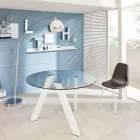 Ronde eettafel Adamo met glazen blad, modern design Viadurini