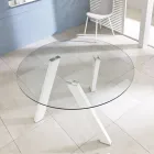 Ronde eettafel Adamo met glazen blad, modern design Viadurini