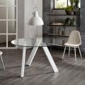 Ronde eettafel Adamo met glazen blad, modern design