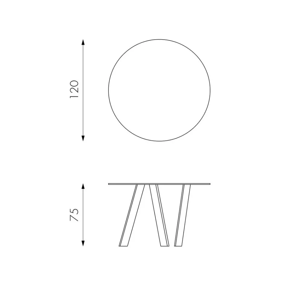 Ronde eettafel Adamo met glazen blad, modern design Viadurini