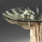 Ronde eetkamer houten tafel met gehard glas top Dalia Viadurini