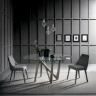 Ronde eettafel in transparant glas en polyurethaan poten - Stalto Viadurini