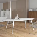 Ovale vergadertafel in witte melamine - Fadila Viadurini