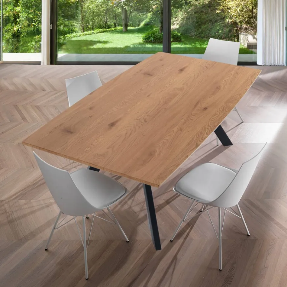 Woonkamertafel met stalen poten en MDF blad - Terullio Viadurini