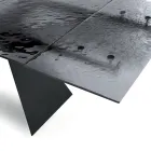 Woonkamertafel 160x90 met transparant blad van gehamerd glas - Martello Viadurini