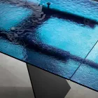 Woonkamertafel 160x90 met transparant blad van gehamerd glas - Martello Viadurini