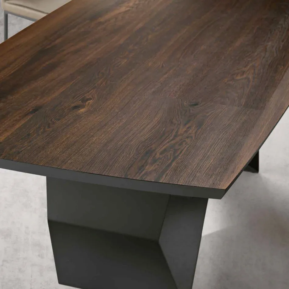 Woonkamertafel 200x100 in eikenfineer en metaal - Kruis Viadurini