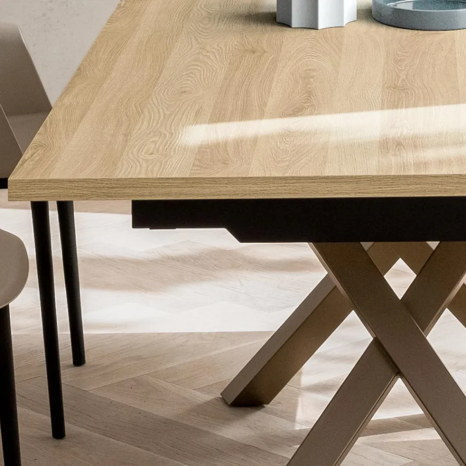 Uitschuifbare salontafel 260 of 300 cm in metaal en HPL - Borgo Viadurini