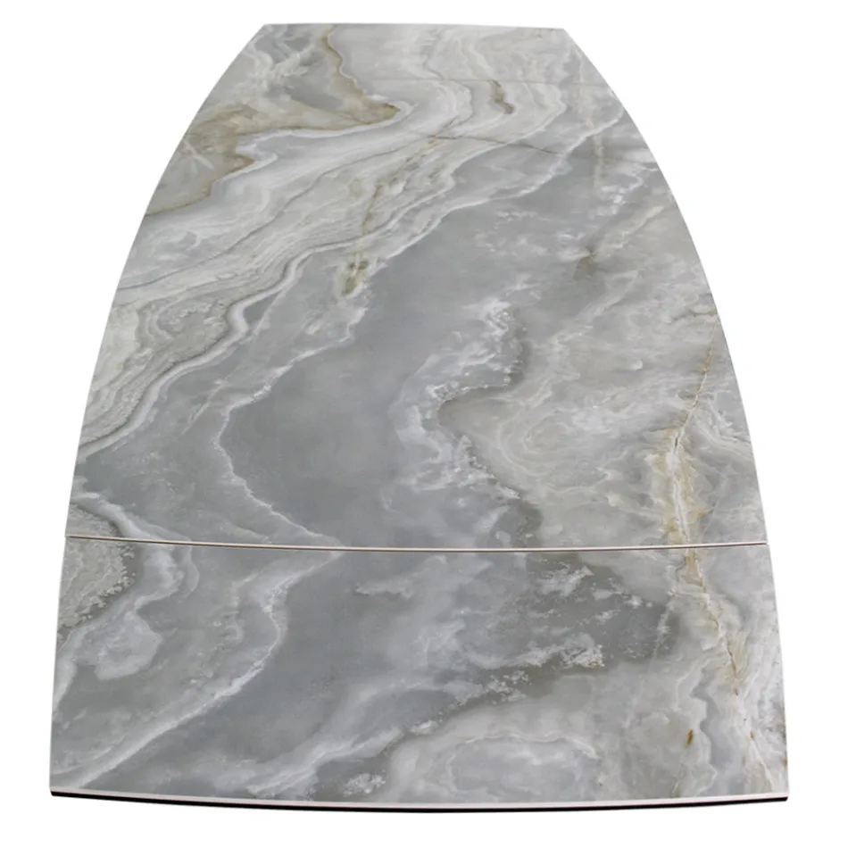 Uitschuifbare woonkamertafel met tonvormig blad in keramiek Made in Italy - Bril Viadurini