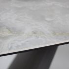 Uitschuifbare woonkamertafel met tonvormig blad van keramiek Made in Italy - Bril Viadurini