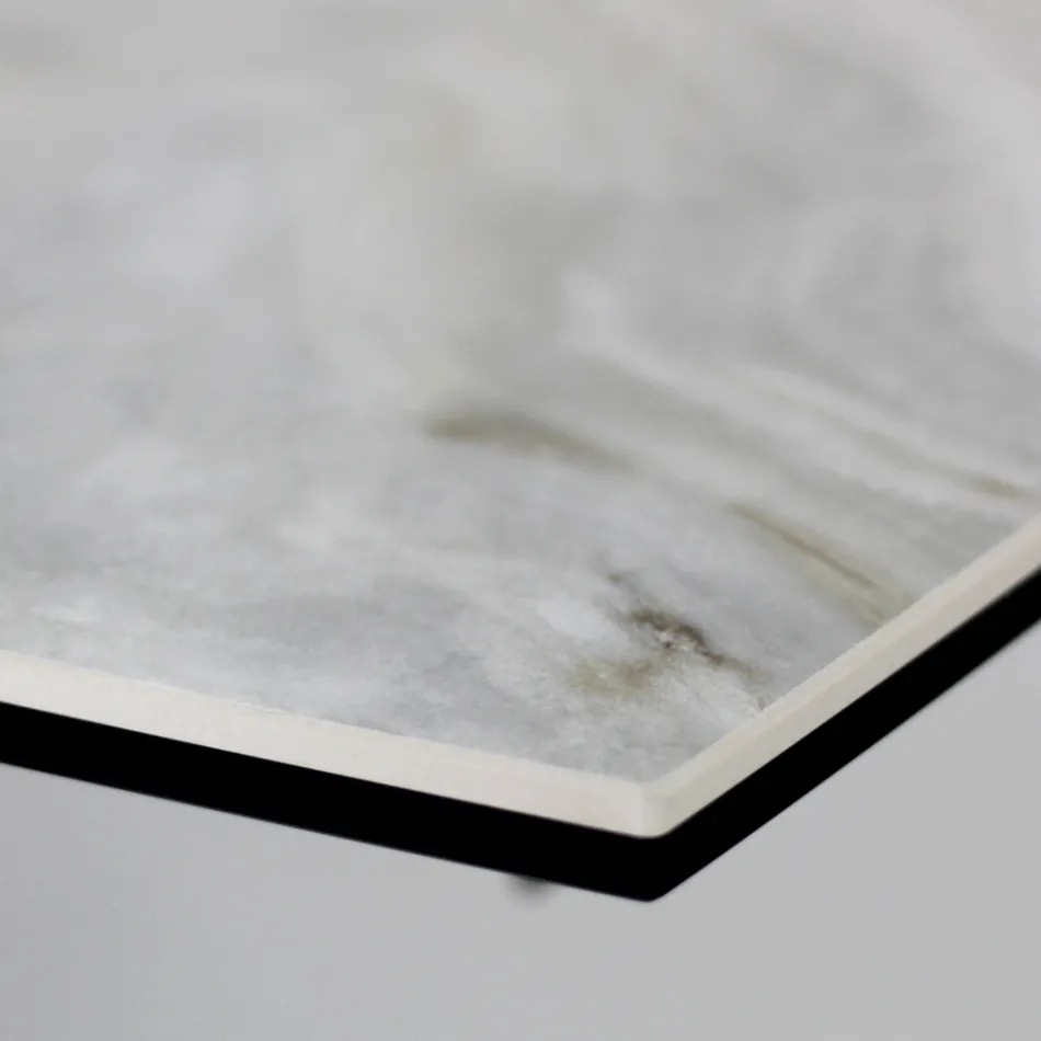 Uitschuifbare woonkamertafel met tonvormig blad van keramiek Made in Italy - Bril Viadurini