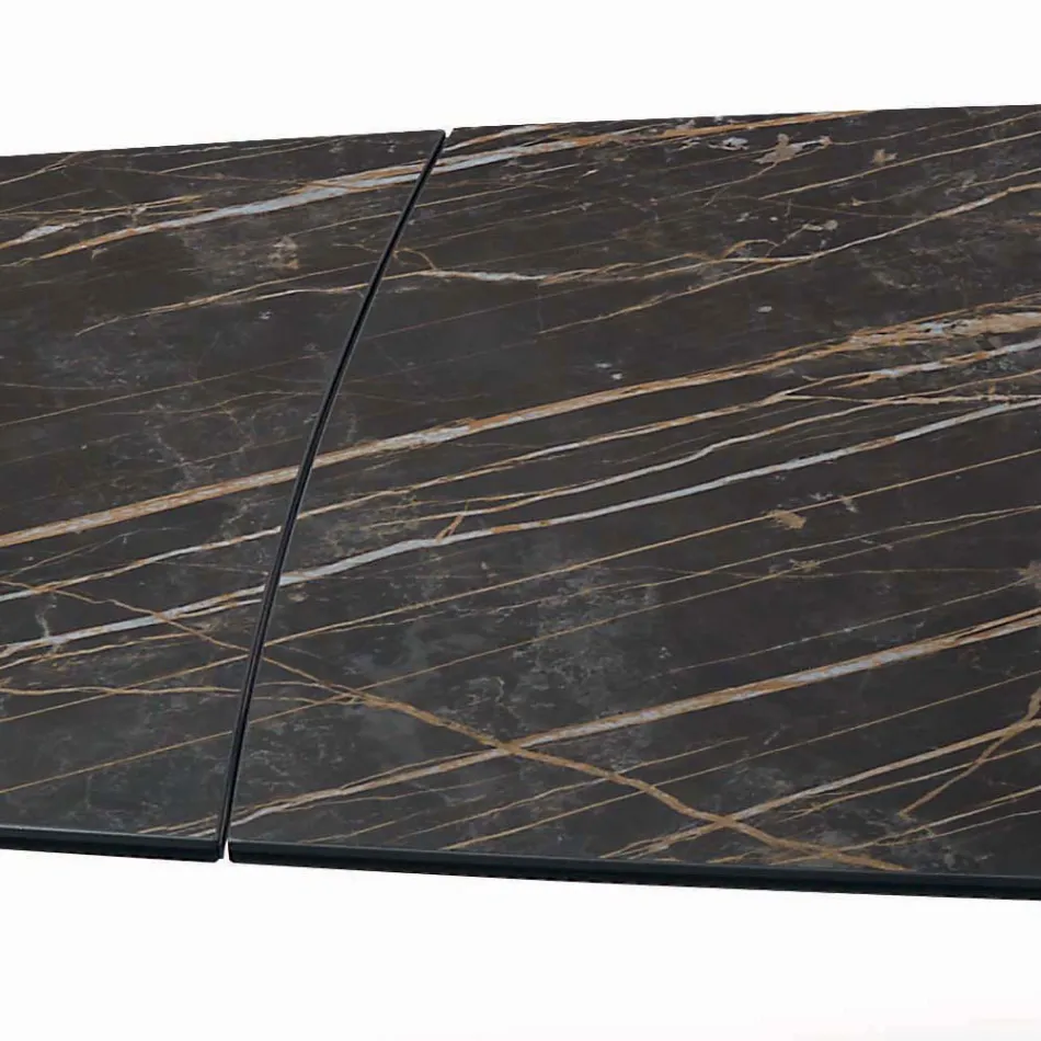 Uitschuifbare woonkamertafel met tonvormig blad van keramiek Made in Italy - Bril Viadurini