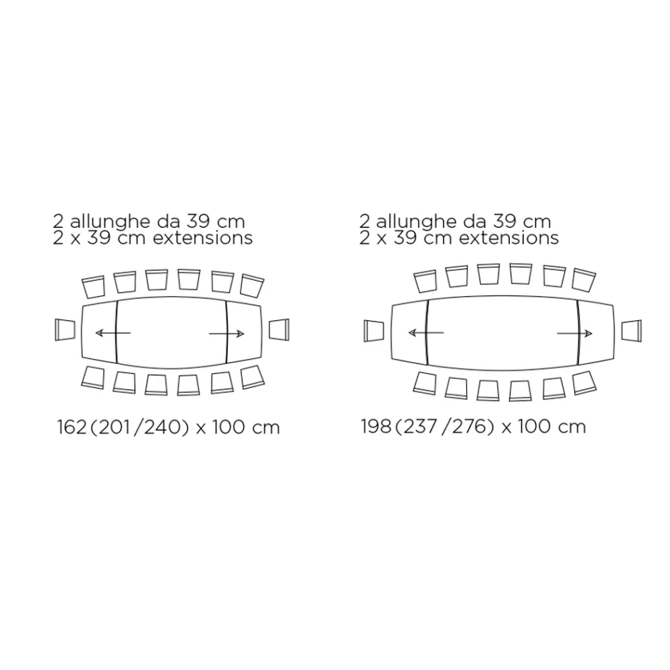 Uitschuifbare woonkamertafel met tonvormig blad in keramiek Made in Italy - Bril Viadurini