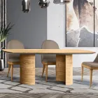 Woonkamertafel met houten blad en onderstel Made in Italy - veiling Viadurini