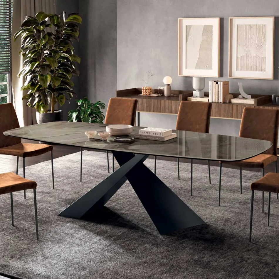 Vaste woonkamertafel met keramisch blad Made in Italy - Feestdagen Viadurini