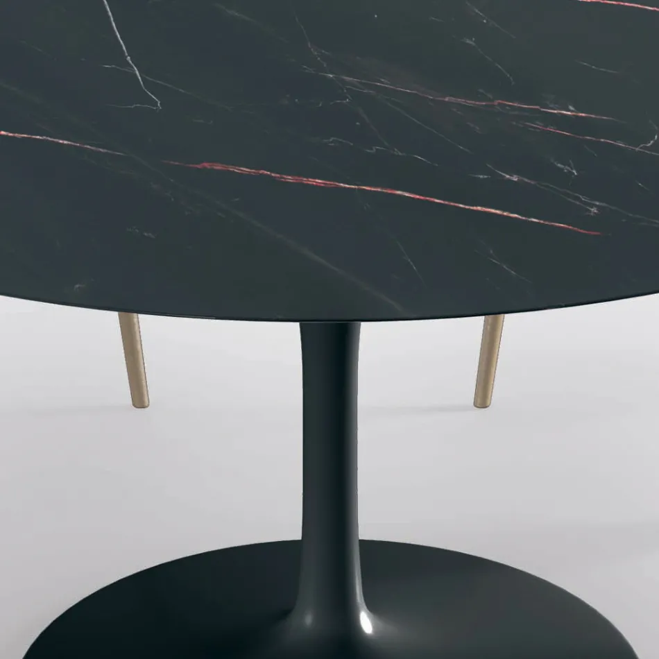 Vaste ronde woonkamertafel in laminaat en aluminium Made in Italy - Dollars Viadurini