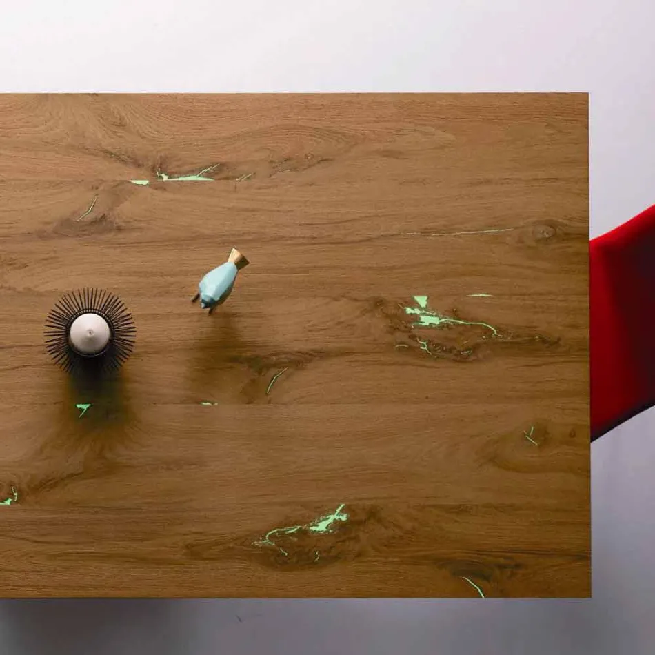 Uitschuifbare designtafel tot 294 cm in hout en metaal Made in Italy - Nuzzo Viadurini