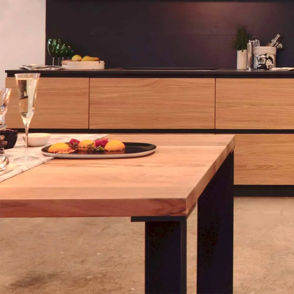 Moderne designtafel in natuurlijk notenhout, L180xP90cm, Yvonne Viadurini