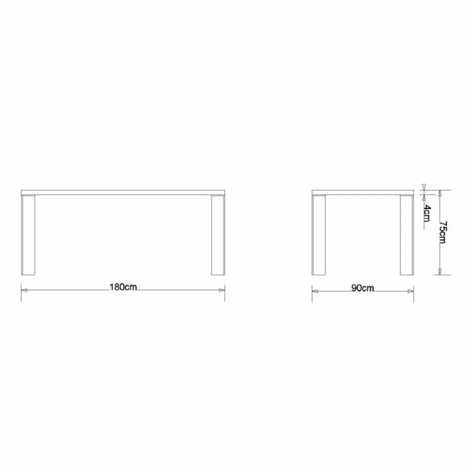 Moderne designtafel in natuurlijk notenhout, L180xP90cm, Yvonne Viadurini