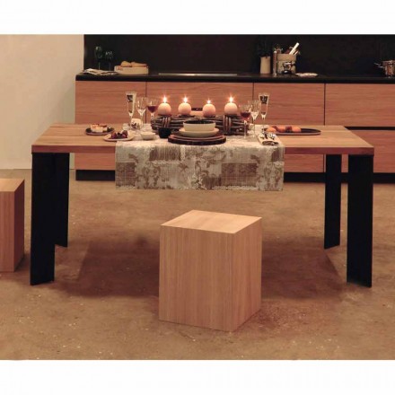 Moderne designtafel in natuurlijk notenhout, L180xP90cm, Yvonne Viadurini