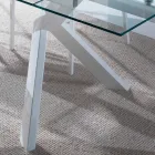 Design tafel uitschuifbaar metaal en gehard glas Mesa Viadurini
