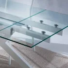 Design tafel uitschuifbaar metaal en gehard glas Mesa Viadurini