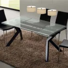 Design tafel uitschuifbaar metaal en gehard glas Mesa Viadurini