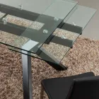 Design tafel uitschuifbaar metaal en gehard glas Mesa Viadurini
