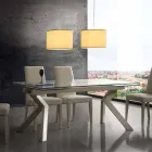 Design tafel uitschuifbaar metaal en gehard glas Mesa Viadurini