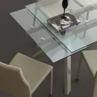 Design tafel uitschuifbaar metaal en gehard glas Mesa Viadurini