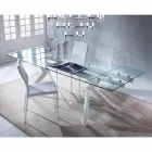Design tafel uitschuifbaar metaal en gehard glas Mesa Viadurini