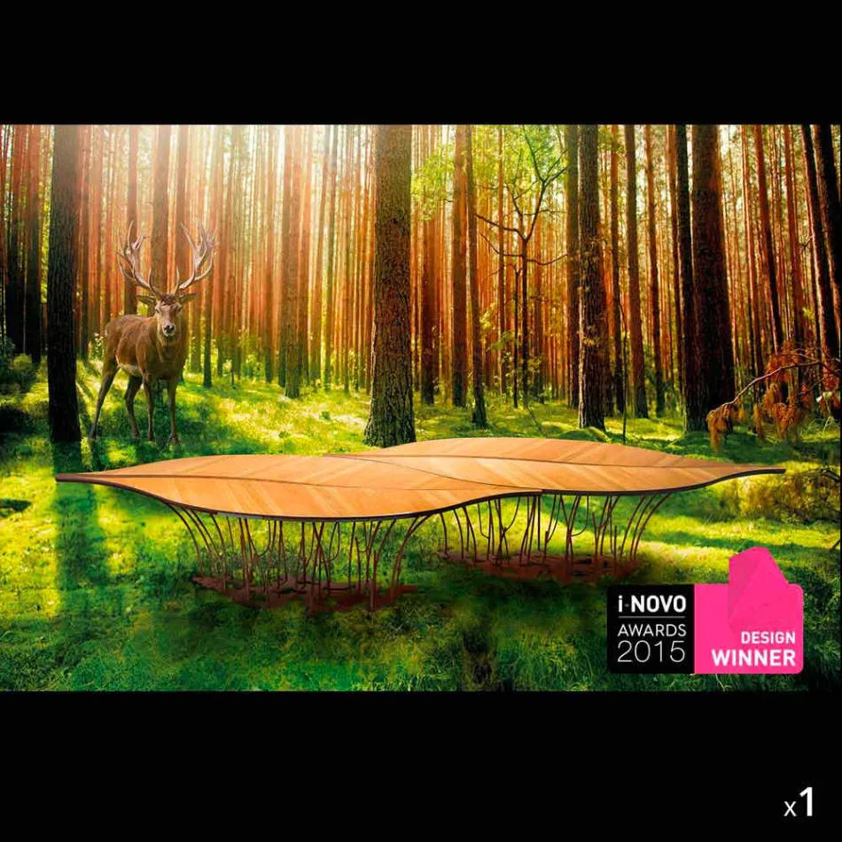 Design tafel gefineerd eiken en walnoothout Fenice Viadurini