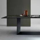 Designtafel in Matt Noir Desir keramiek en metaal gemaakt in Italië - donkerbruin Viadurini