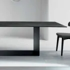Designtafel in Matt Noir Desir keramiek en metaal gemaakt in Italië - donkerbruin Viadurini