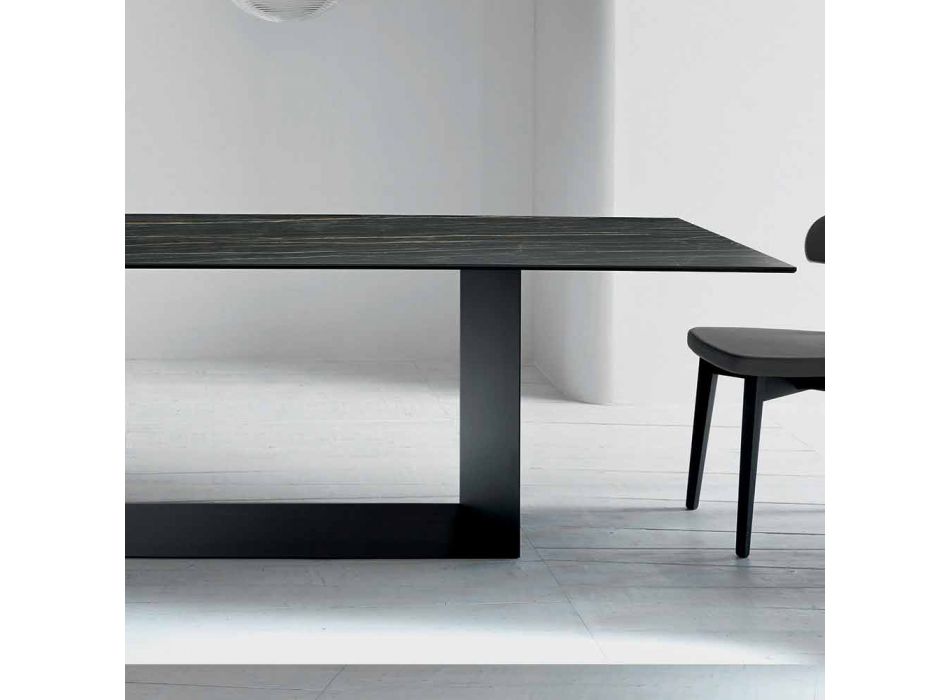 Designtafel in Matt Noir Desir keramiek en metaal gemaakt in Italië - donkerbruin Viadurini