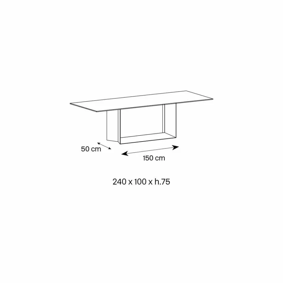 Designtafel in Matt Noir Desir keramiek en metaal gemaakt in Italië - donkerbruin Viadurini
