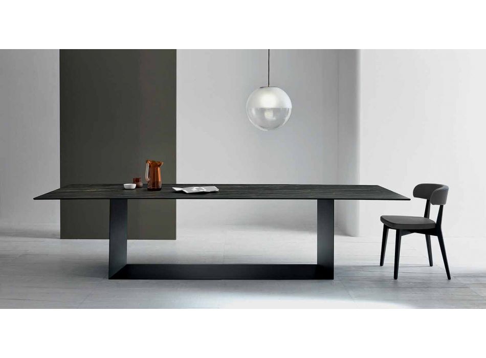 Designtafel in Matt Noir Desir keramiek en metaal gemaakt in Italië - donkerbruin Viadurini