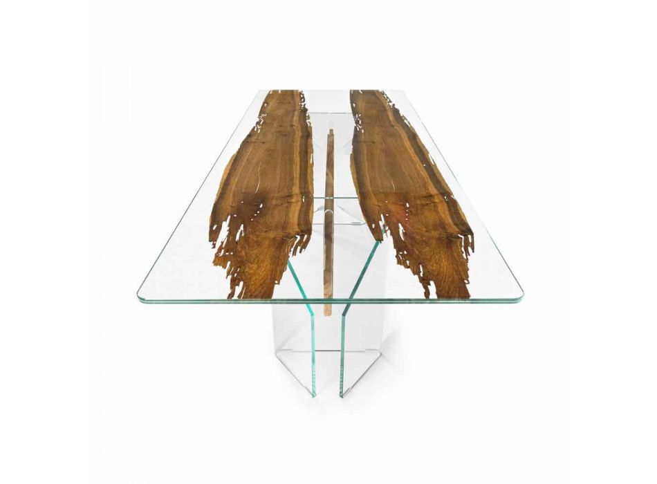 dolfijnen Designer houten tafel en Venetië Venetiaans glas Viadurini