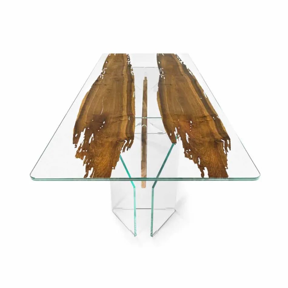 dolfijnen Designer houten tafel en Venetië Venetiaans glas Viadurini