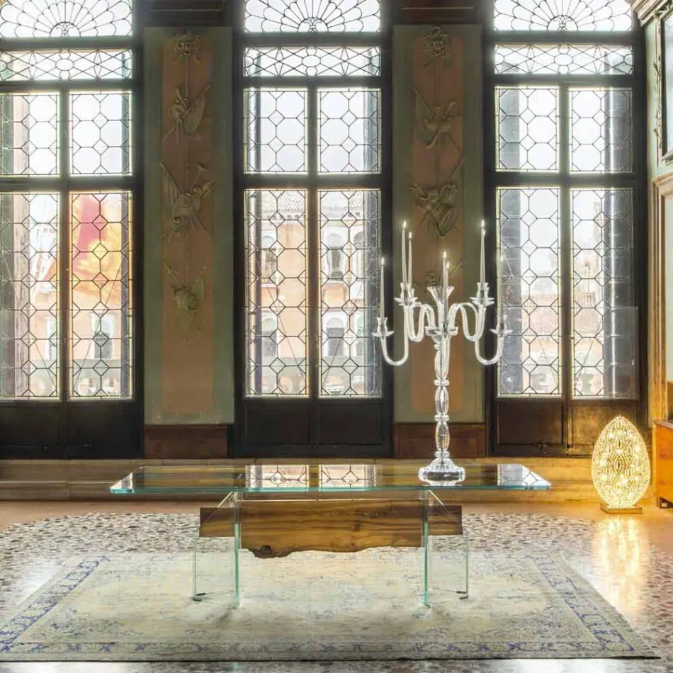 dolfijnen Designer houten tafel en Venetië Venetiaans glas Viadurini