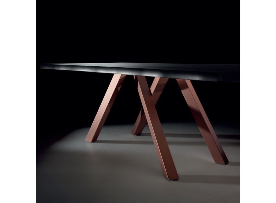 Designtafel in hout en staal tot 12 zitplaatsen Made in Italy - Settimmio Viadurini
