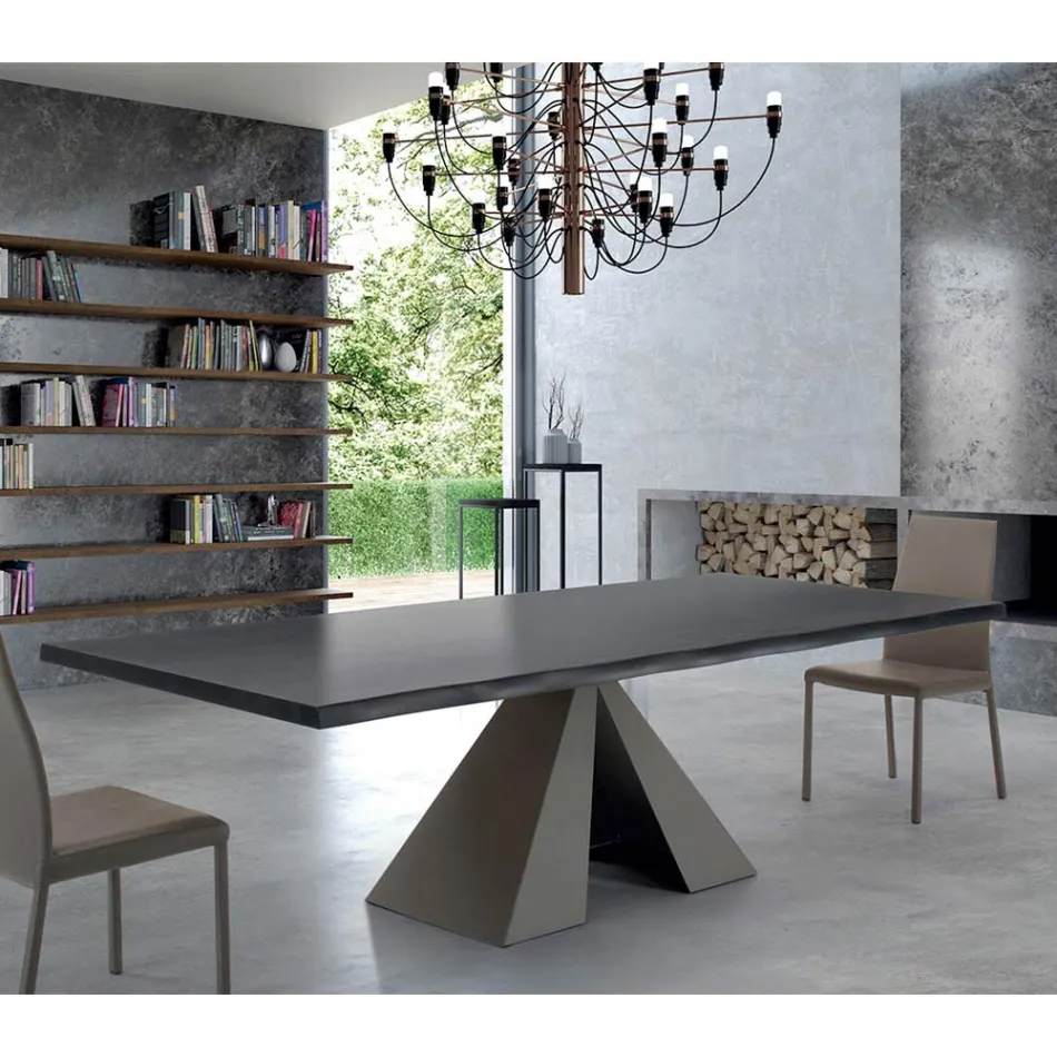 Designtafel van gefineerd hout en staal Made in Italy – Dalmata Viadurini