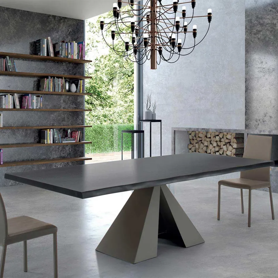 Designtafel van gefineerd hout en staal Made in Italy – Dalmata Viadurini