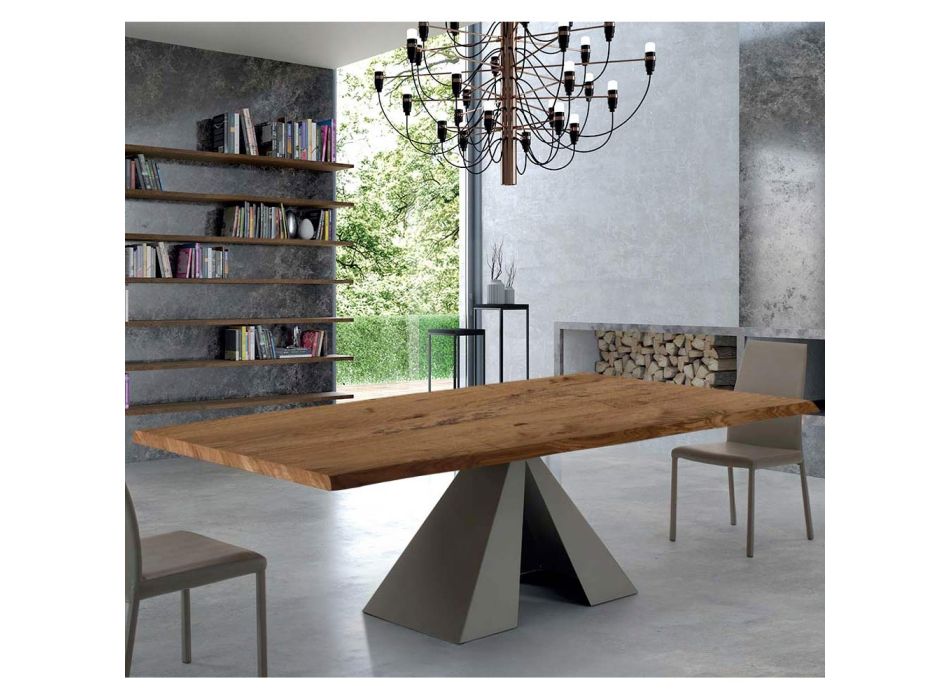 Designtafel in gefineerd hout en staal Made in Italy - Dalmata Viadurini