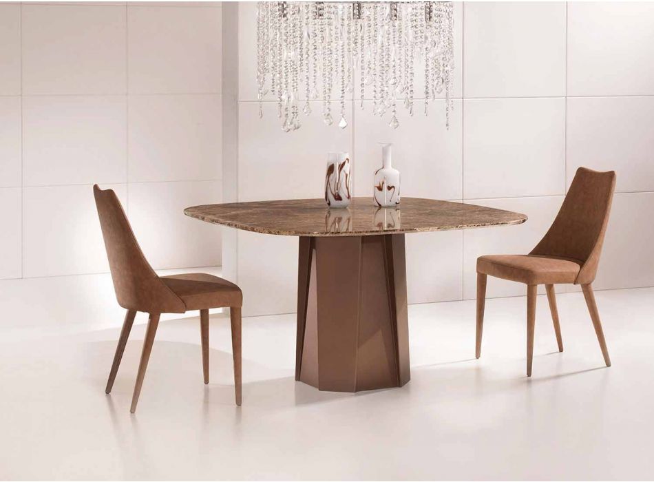Design tafel in Emperador donker marmer 130x130 cm, gemaakt in Italië - Nuvolento Viadurini