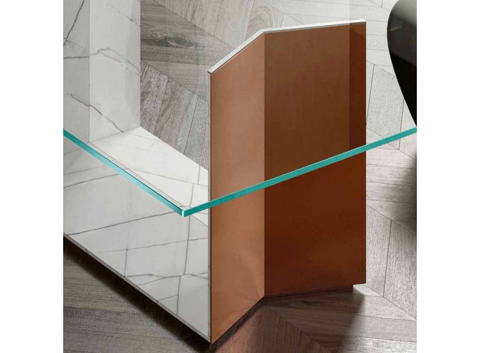 Designtafel van metaal en marmer met glazen blad Made in Italy - Minera Viadurini