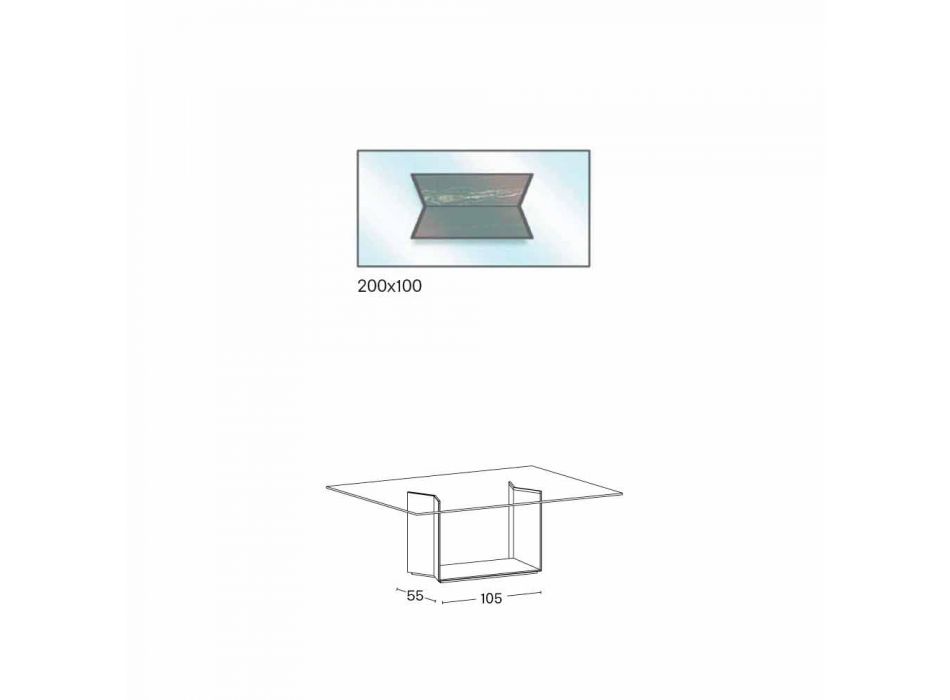 Designtafel van metaal en marmer met glazen blad Made in Italy - Minera Viadurini