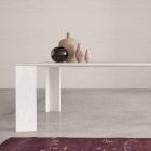 Design tafel gemaakt in Italië in wit Namibië marmer, 210x110 cm - klooster Viadurini