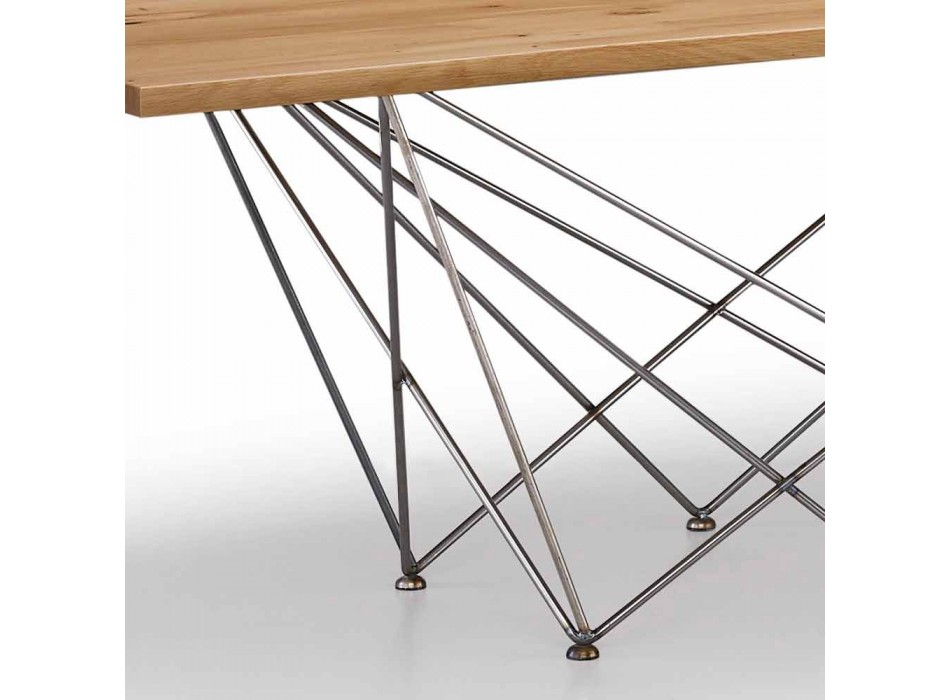 Moderne designtafel met houten blad en metalen voet, Esperia Viadurini